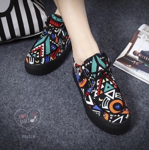 BOHEMIAN CANVAS PLATFORM SNEAKERS SIZE 8.5 - Picture 8 of 8